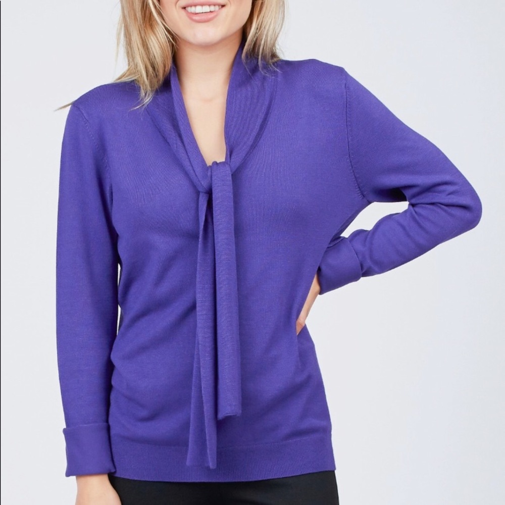 🌟 Purple tie neck blouse